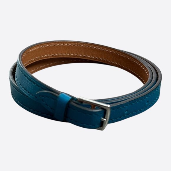 Hermes Blue Swift & Palladium Hardware Etriviere Four Tour Bracelet